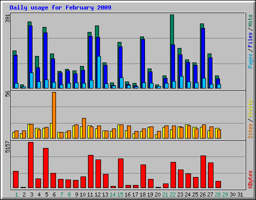 Daily usage for February 2009