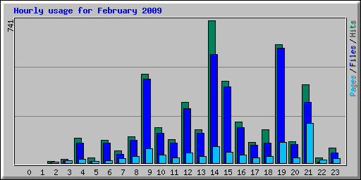 Hourly usage for February 2009